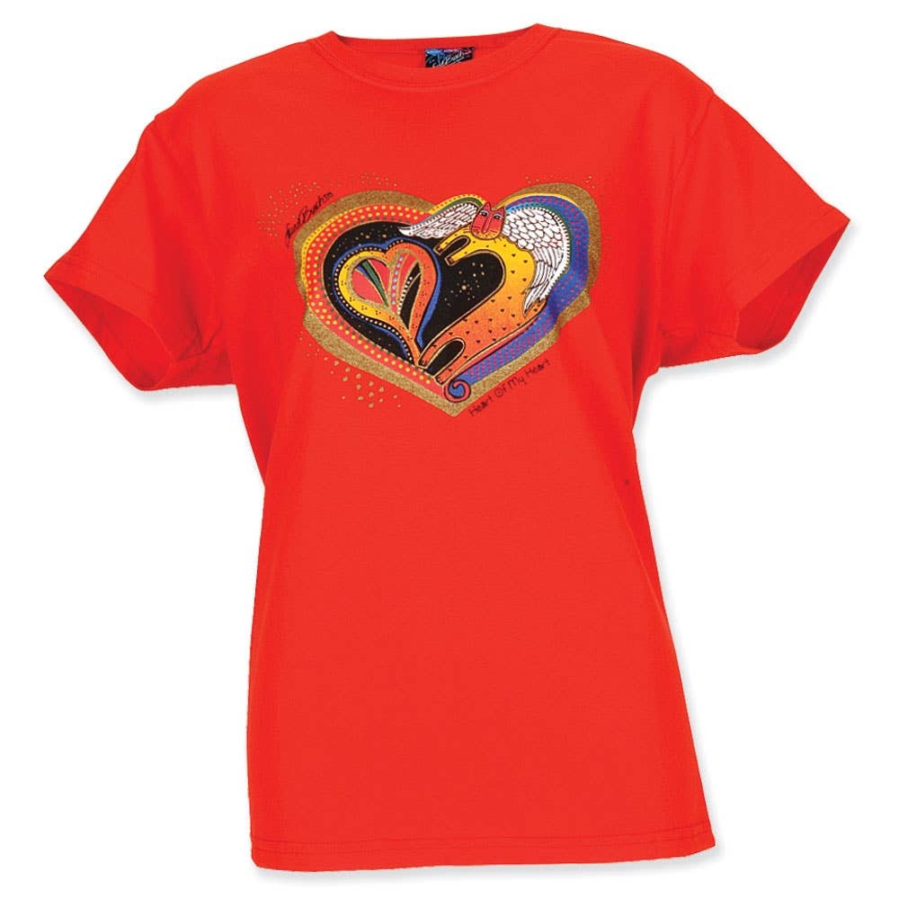 Laurel Burch Heart Cat Kitty Red T-Shirt NWT